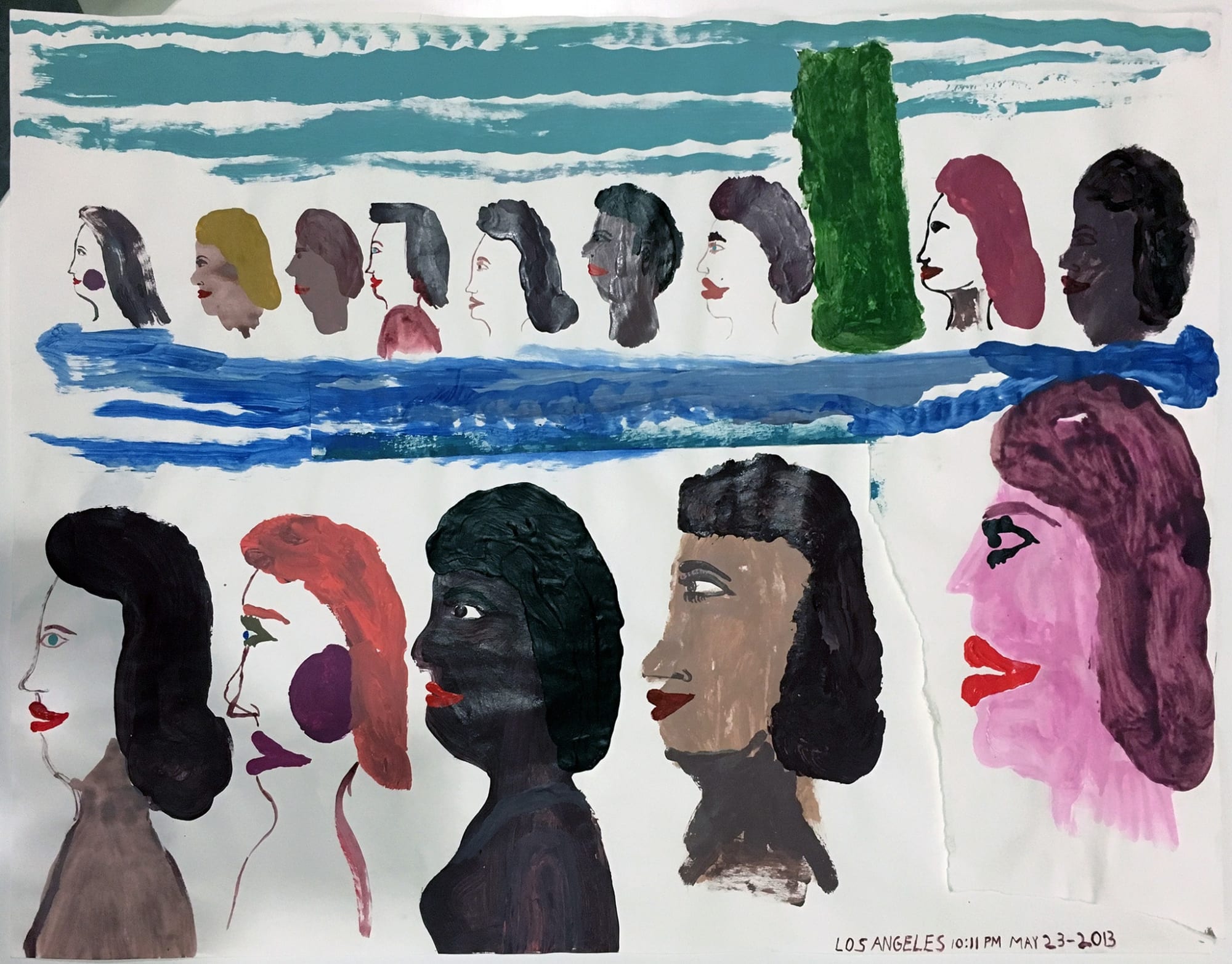 Chris Johanson Los Angeles 10:11PM May 23-2013, 2013 Acrylic on paper 18 x 24 in 45.7 x 61 cm