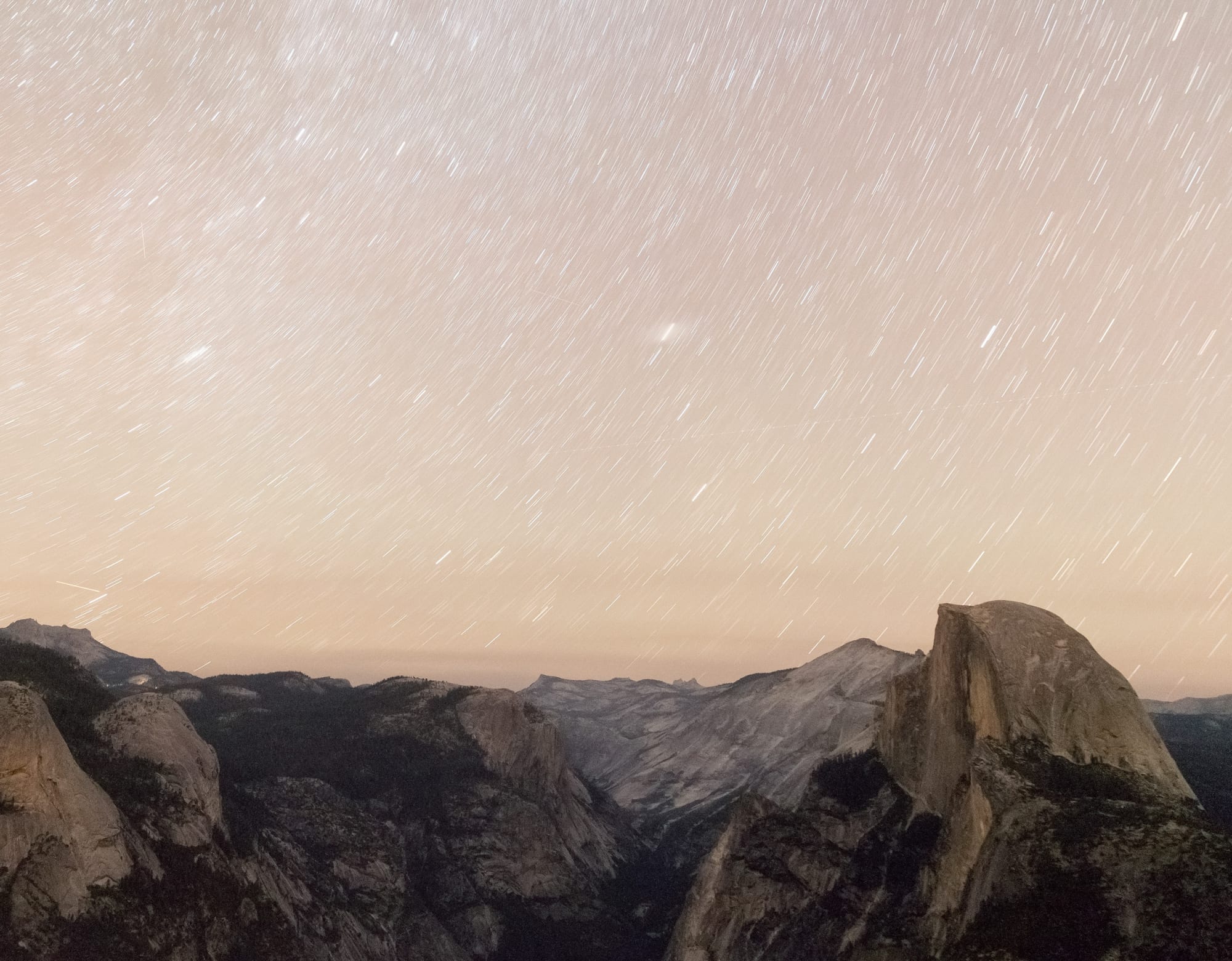 Trevor Paglen ONYX V / HYBRID and other Spacecraft from Glacier Point (Synthetic Aperture Radar-Imaging Satellite; USA 182), 2015 C-print 10 x 12 3/4 in 25.4 x 32.5 cm