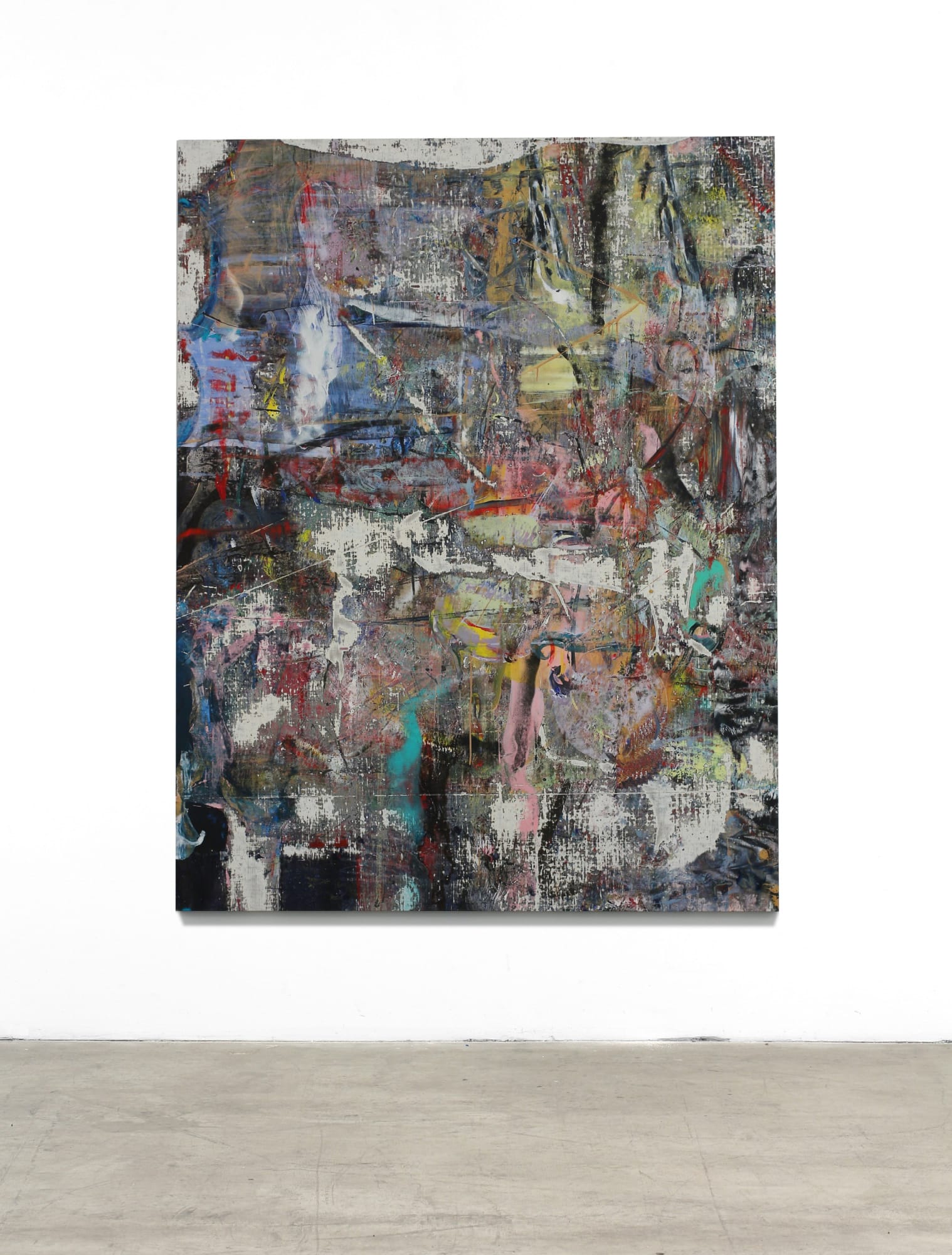 Liam Everett Untitled (Killington), 2015 Acrylic, enamel, alcohol, and salt on oil primed linen 78 x 61 in 198.1 x 154.9 cm
