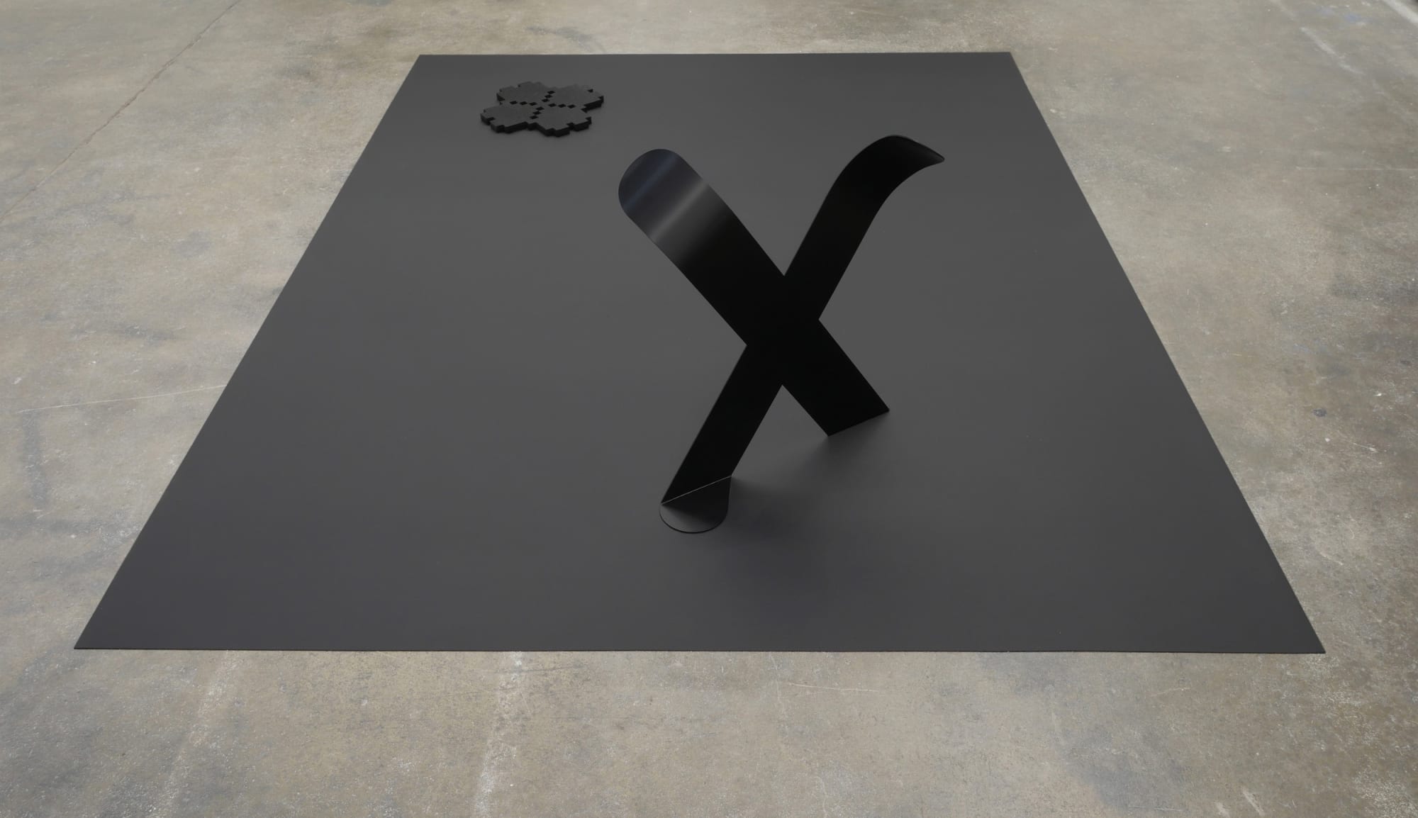 Laeh Glenn Up, 2016 Powder coated steel, rubber, vinyl 29 1/2 x 120 x 96 in 74.9 x 304.8 x 243.8 cm