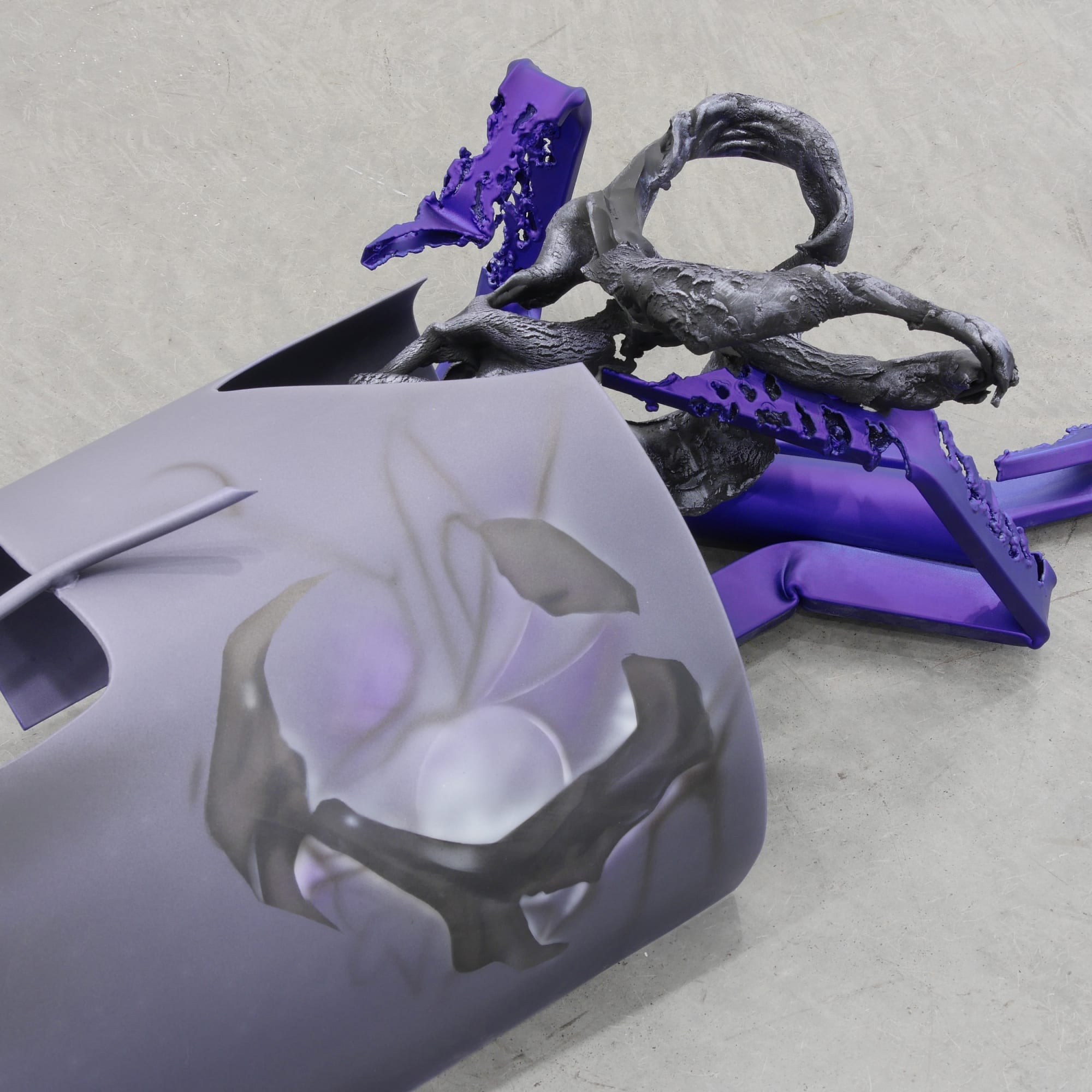 Nate Boyce Incursion 1 (detail), 2016 Powder coated steel, urethane, acrylic, and epoxy 10 1/4 x 68 x 27 1/4 in 26 x 172.7 x 69.2 cm