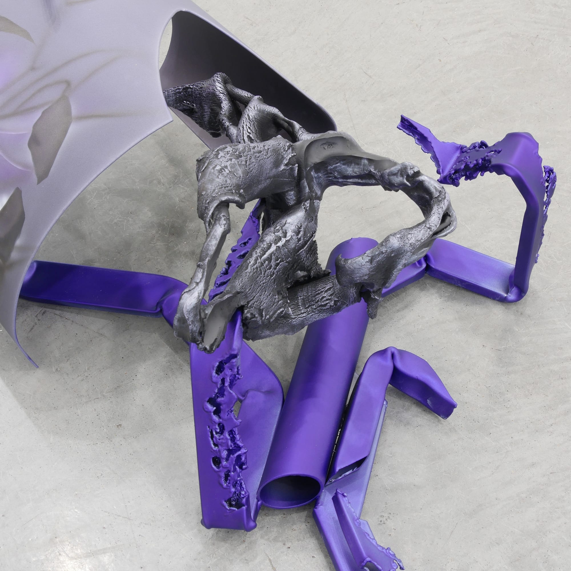 Nate Boyce Incursion 1 (detail), 2016 Powder coated steel, urethane, acrylic, and epoxy 10 1/4 x 68 x 27 1/4 in 26 x 172.7 x 69.2 cm