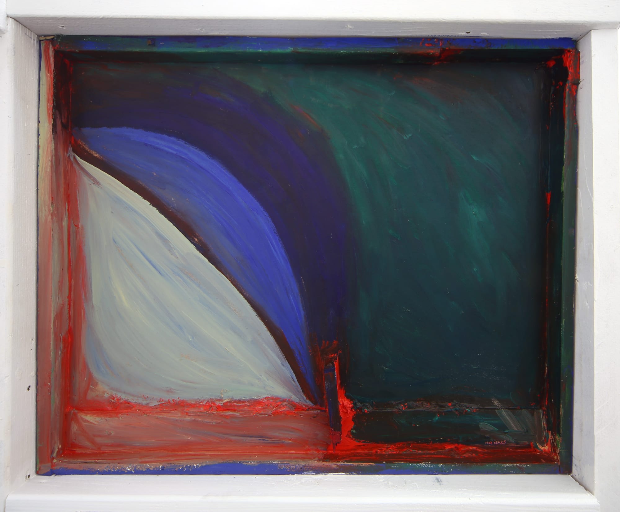 Chris Johanson I am in my Body Again, 2015 Acrylic on found wood 27 1/2 x 33 1/2 in 69.8 x 85.1 cm