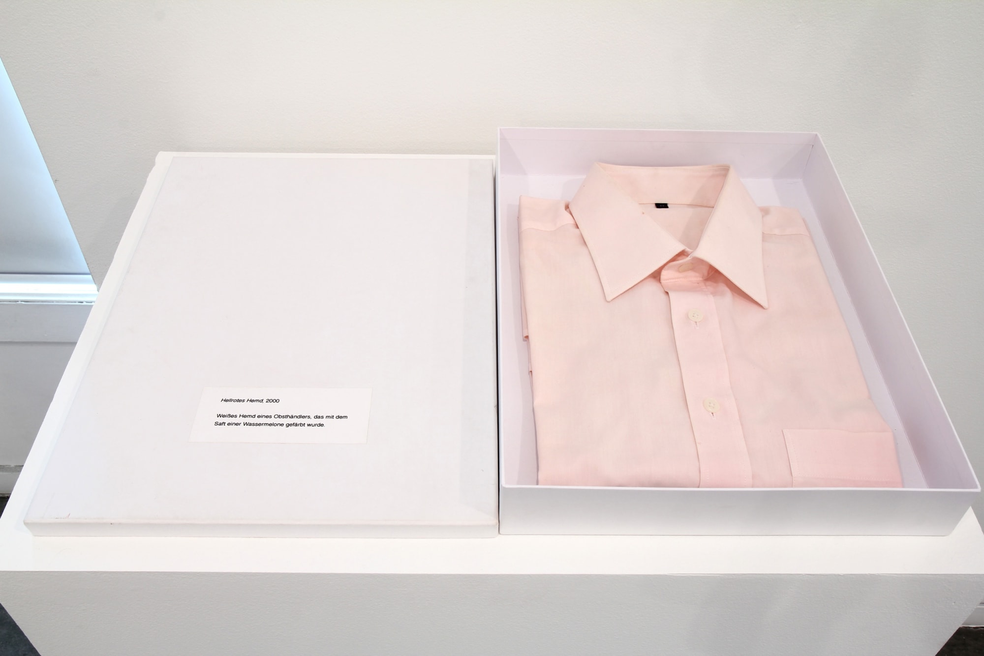 Kirsten Pieroth Bright Red Shirt, 2000 Shirt, watermelon juice Courtesy of a private collection