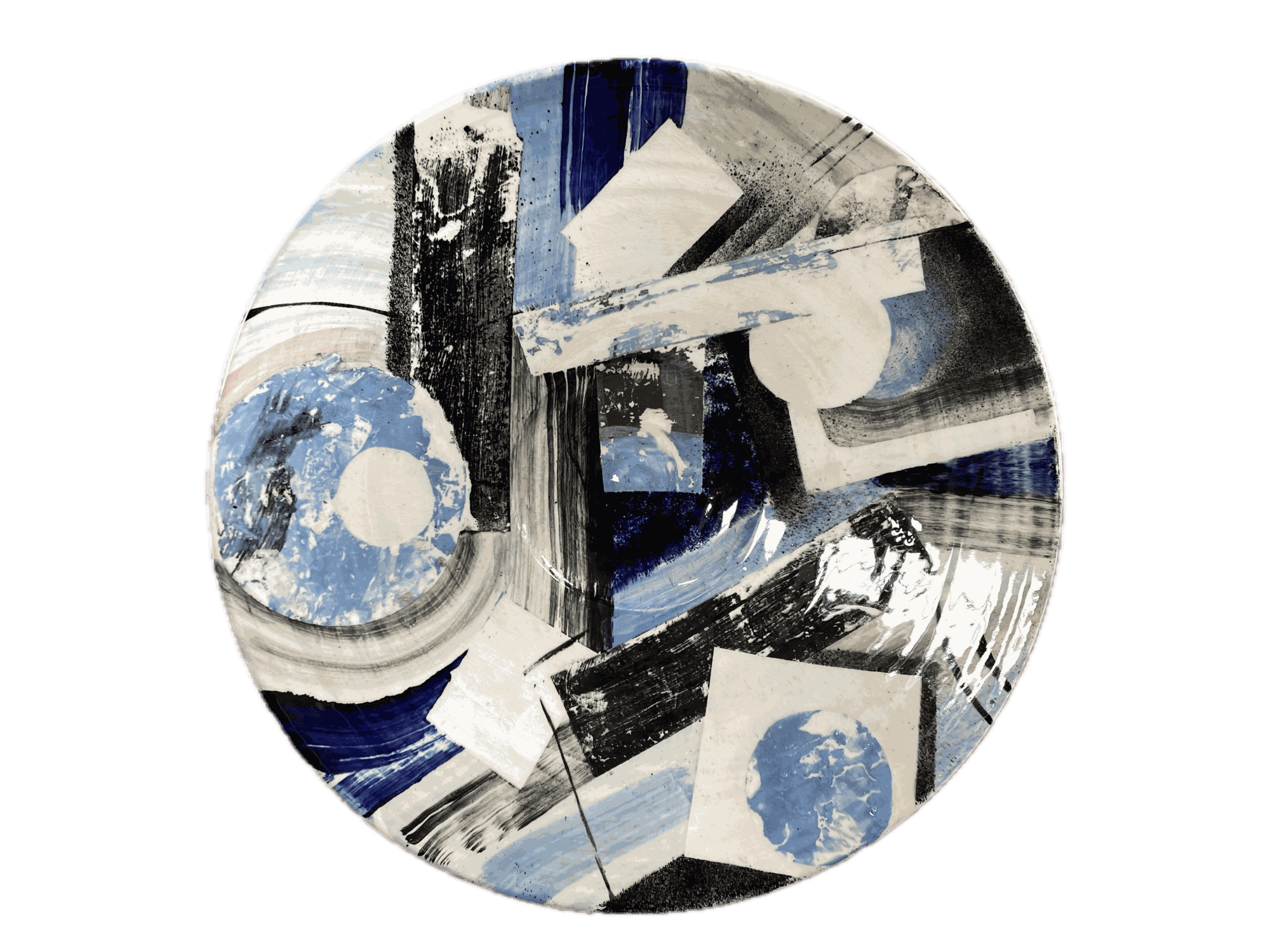 Paul Jackson, Blue and Black Flat Bowl "Cosmos", 2021