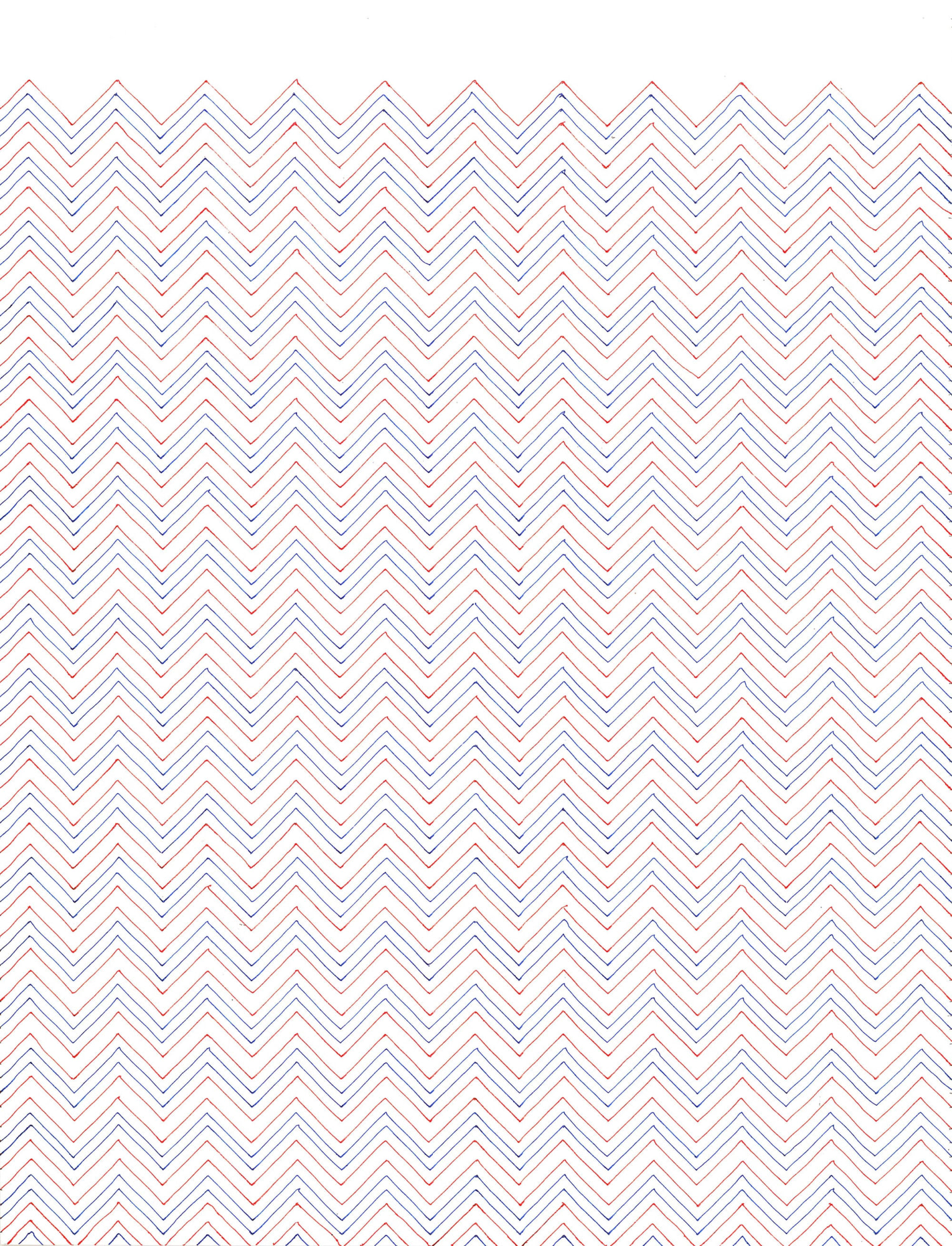 A ink of paper drawing depicting zig zags by Indian artist Poonam Jain