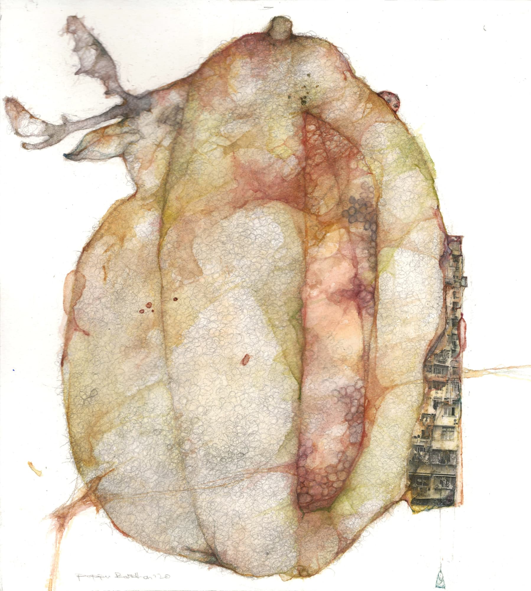 A watercolour painting titled Shelter by Pappu Bardhan