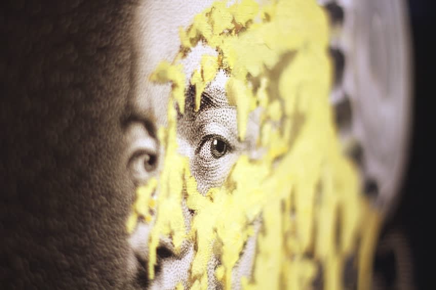 Banksy War Boutique exhibition hanging at Andipa Gallery detail custard pie