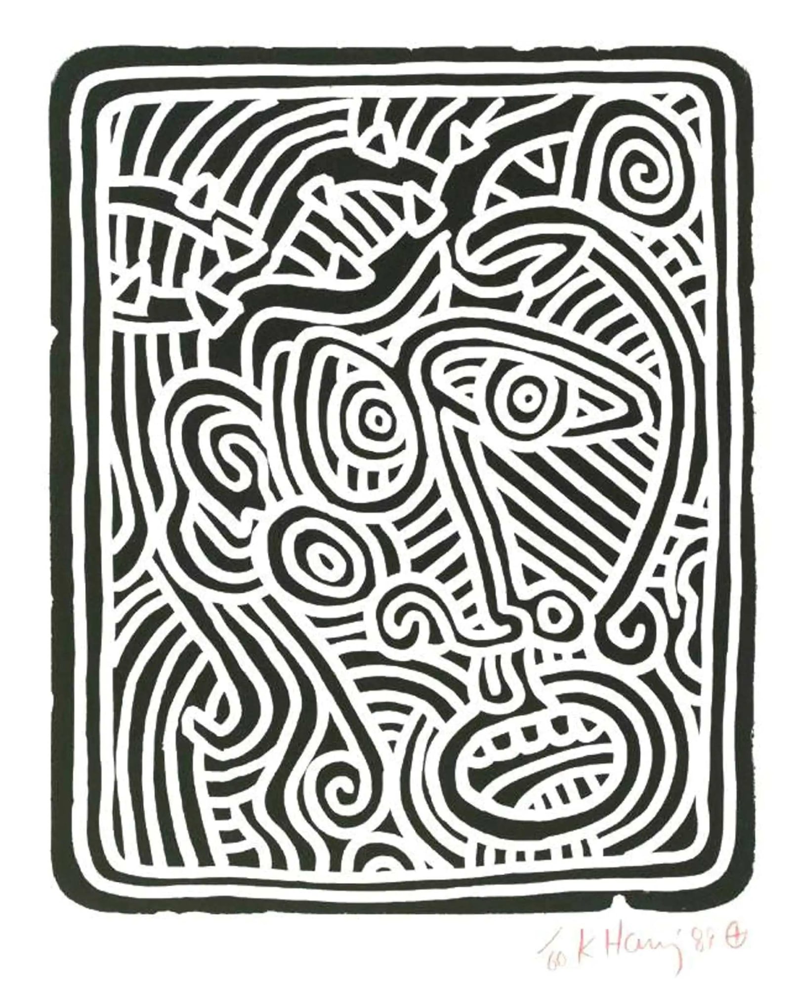 keith haring stone plate two