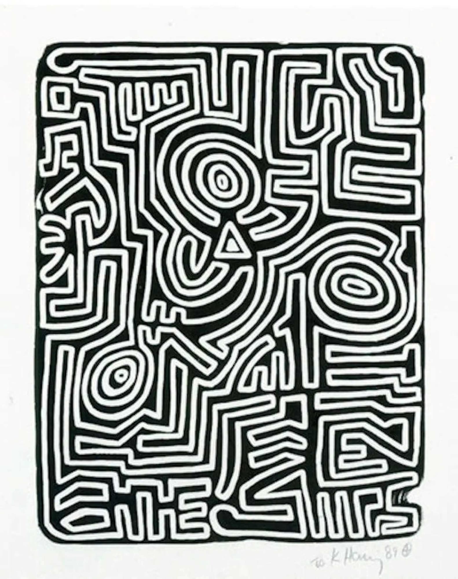 keith haring stones plate three
