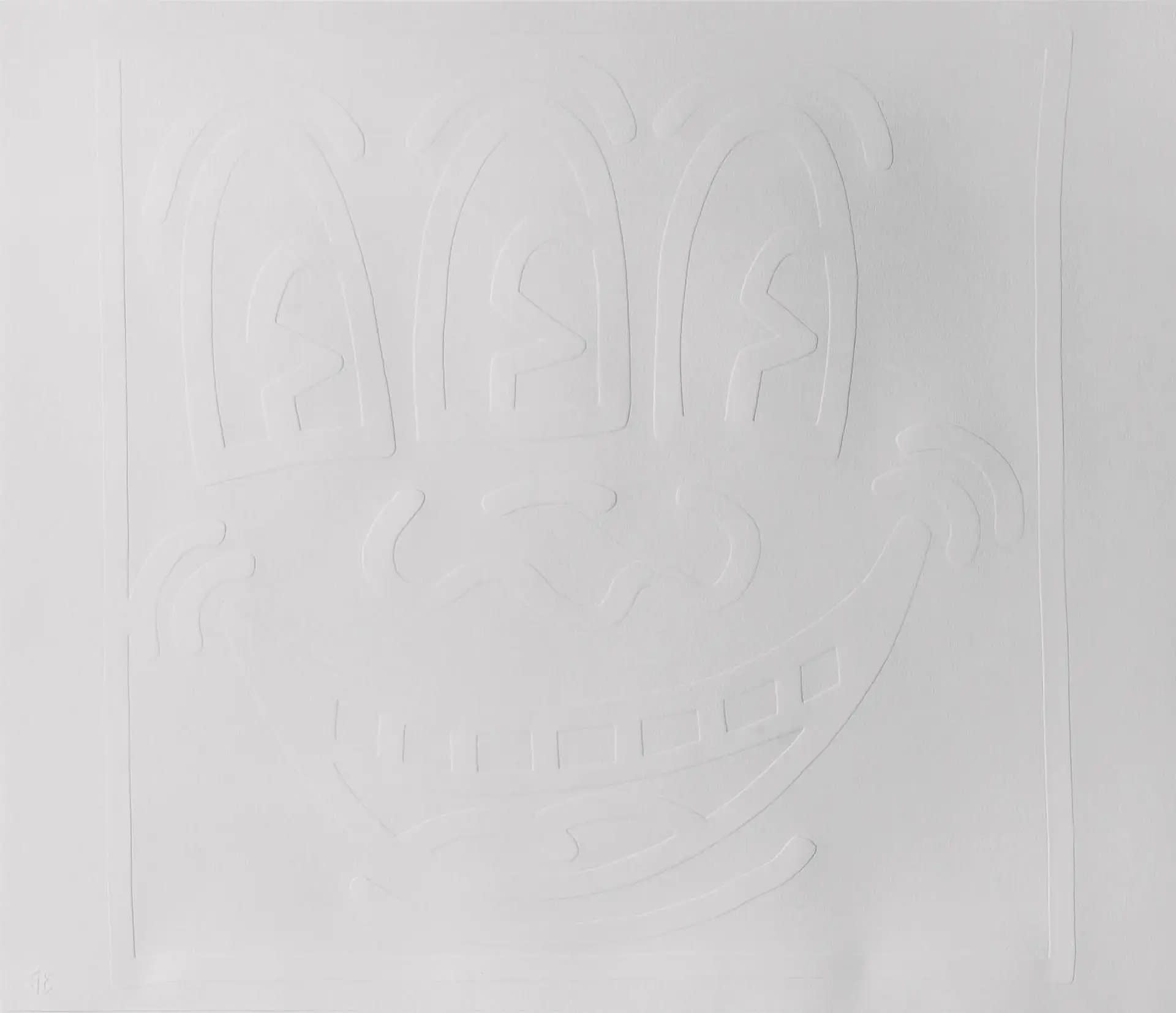 keith haring three eyed monster white icon