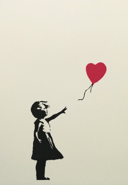 Girl With Balloon Signed Framed 2004 From the signed edition of 150 With COA from Pest Control Screenprint 66.0 x 50.0 cm