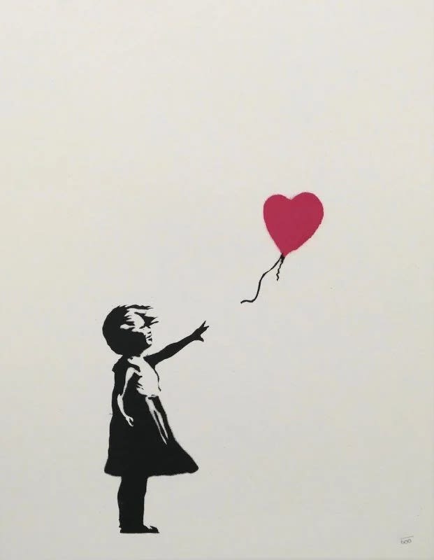 Girl With Balloon Unsigned Framed 2004 From the edition of 600 With COA from Pest Control Screenprint 66.0 x 50.0 cm