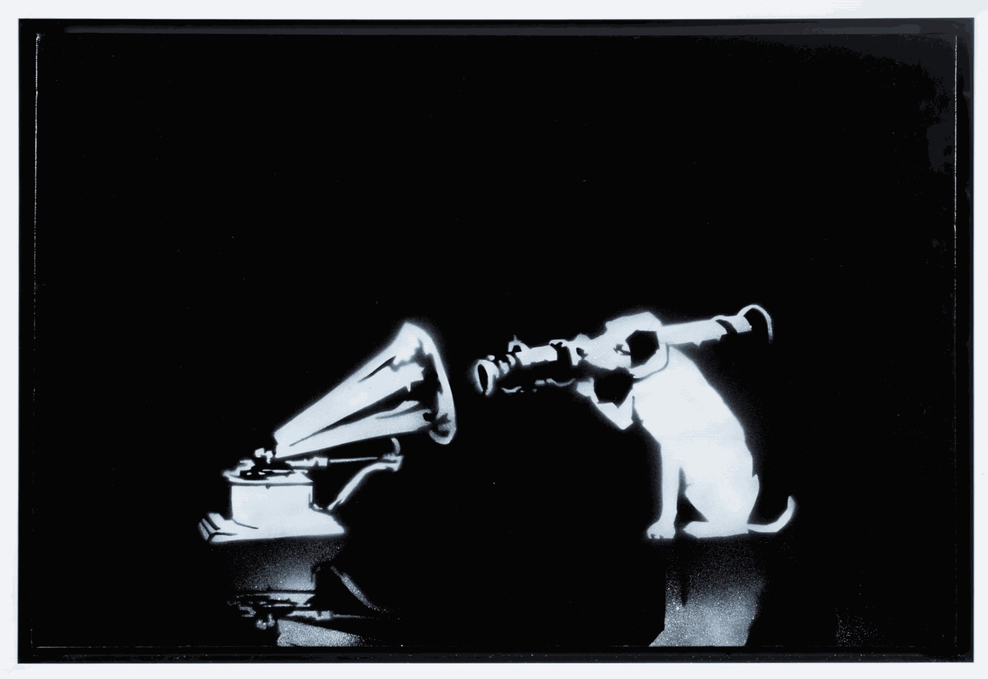HMV, 2005 60 x 90 cm Stencil spray paint on canvas Edition of 5 Signed Framed Pest Control COA