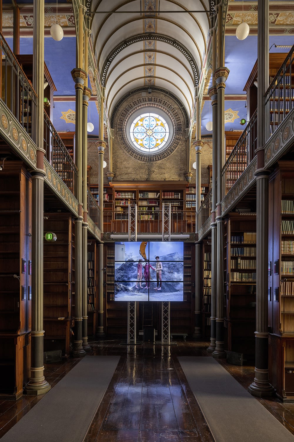 Cecilia Bengolea Installation view 'Deary Steel' at Red Light Green Light (In the Realm of Senses) at Kunsthal Charlottenborg/ the historical University Library at Copenhagen University, Copenhagen, 2022.