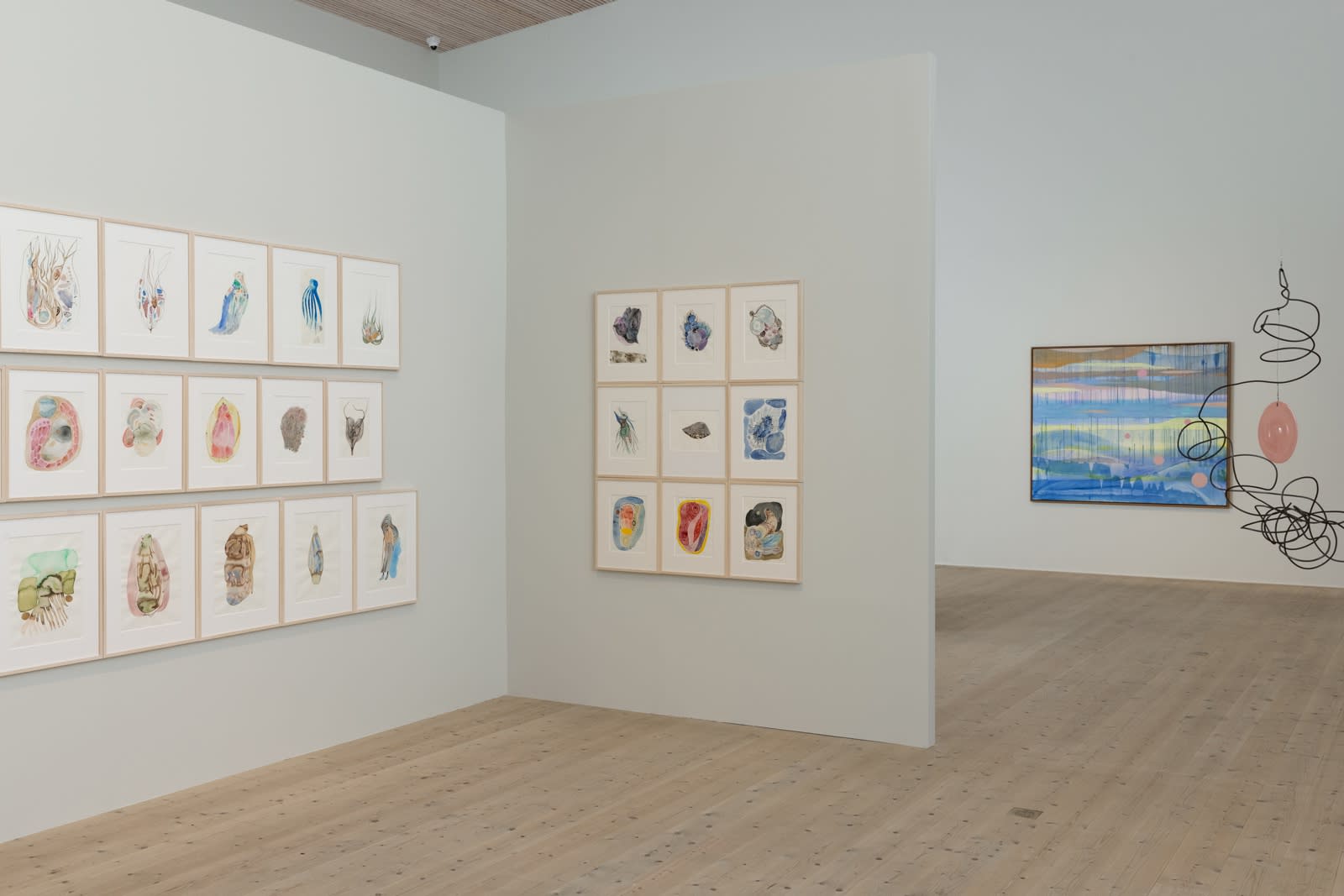 Installation view, Carin Ellberg, It may be something the sea lays at my feet, The Nordic Watercolour Museum, Skärhamn, Sweden, 2022.