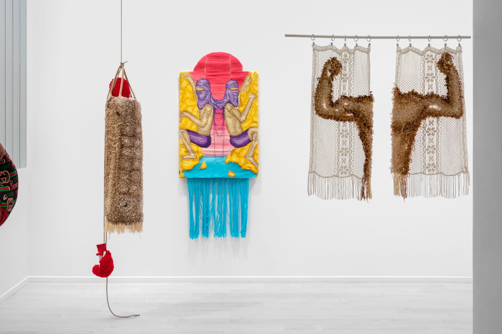 Amine Habki Installation view, Weaving, Stitching, Painting, Andréhn-Schiptjenko Paris, France, 2023