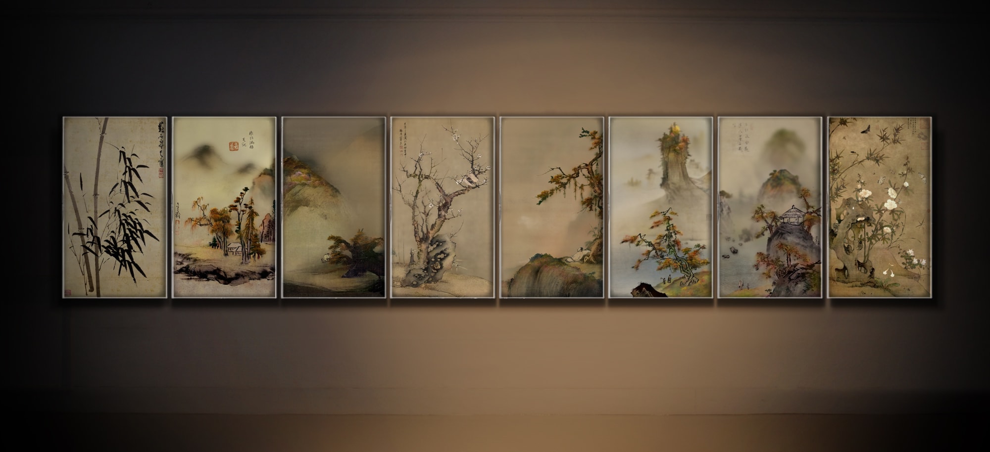 ©︎ Leenam Lee, “Traditional Painting - Happiness”, 2012, 55inch LED TV × 8ea, 13min 20sec