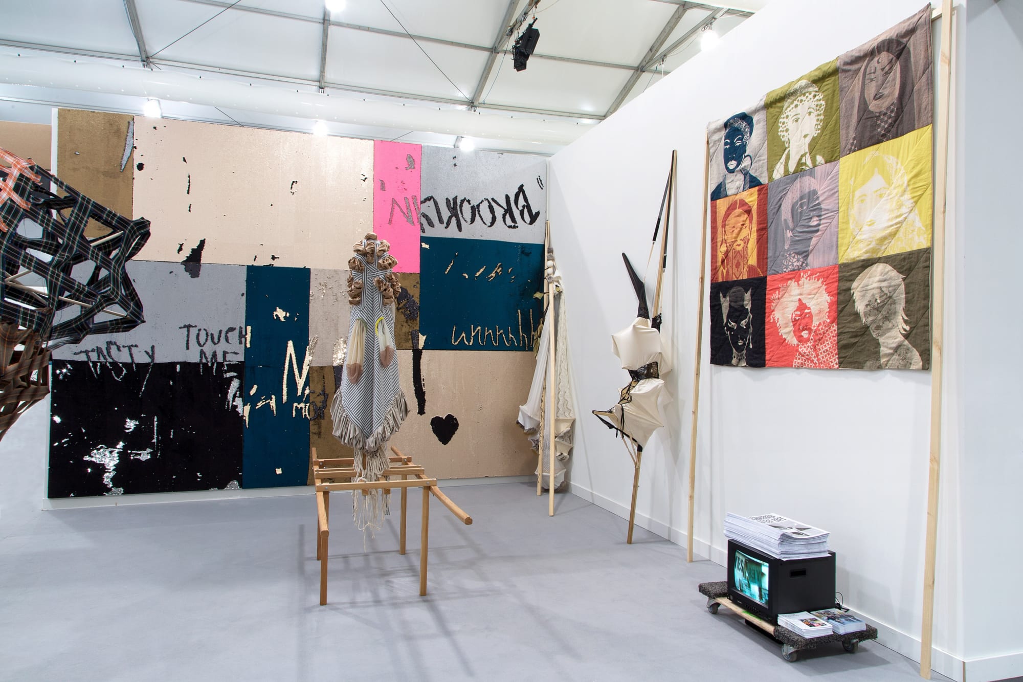 Installation images and live images of Lara Schnitger's Suffragette City at Frieze.