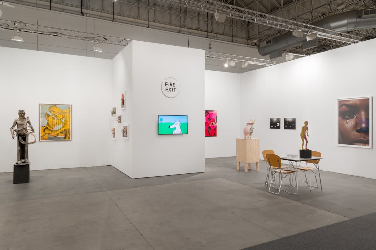 Installation view of EXPO Chicago with multiple artists exhibited.