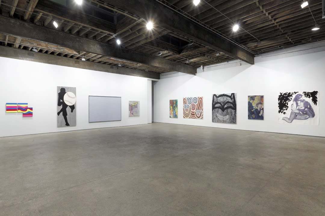 Installation view of Dan McCarthy's curated show titled It's Always Summer on the Inside, examining the intersection of private, personal expression and the outgoing expressiveness of Summer. Many works featured.