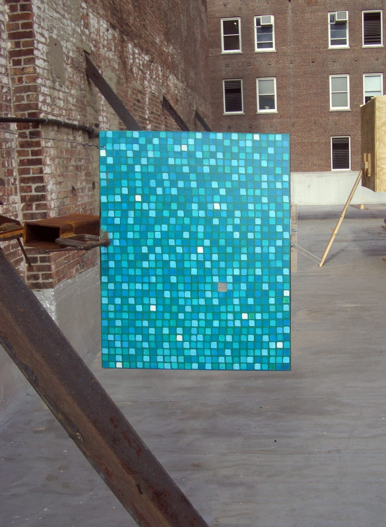 Installation view of John Bock's solo roof show. A painting by Bock.