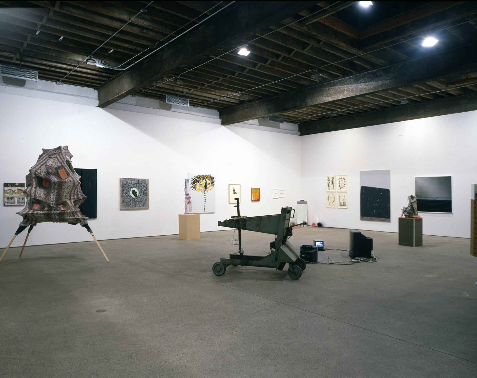 Installation view of the celebratory Implosion show, featuring 37 artists to commemorate a decade of Anton Kern Gallery. Another view of the show.