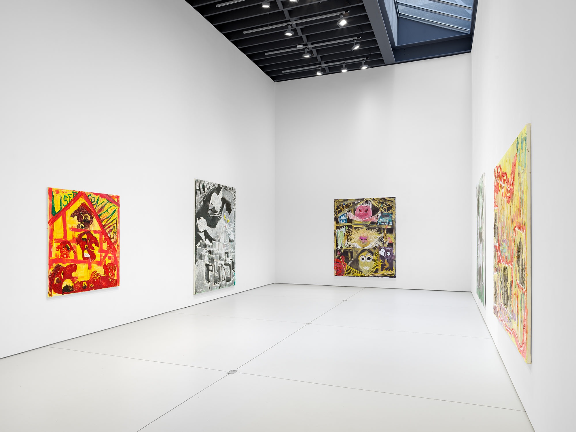 Installation view at Anton Kern Gallery, First Floor, Bendix Harms paintings, 2021. Main room.