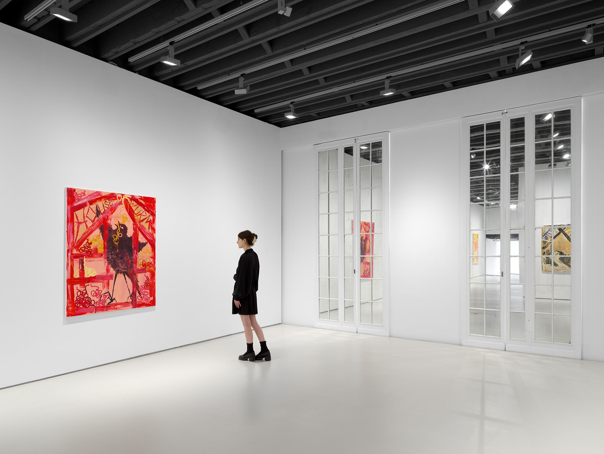 Installation view at Anton Kern Gallery, Second Floor, Bendix Harms paintings, 2021. Scale shot.