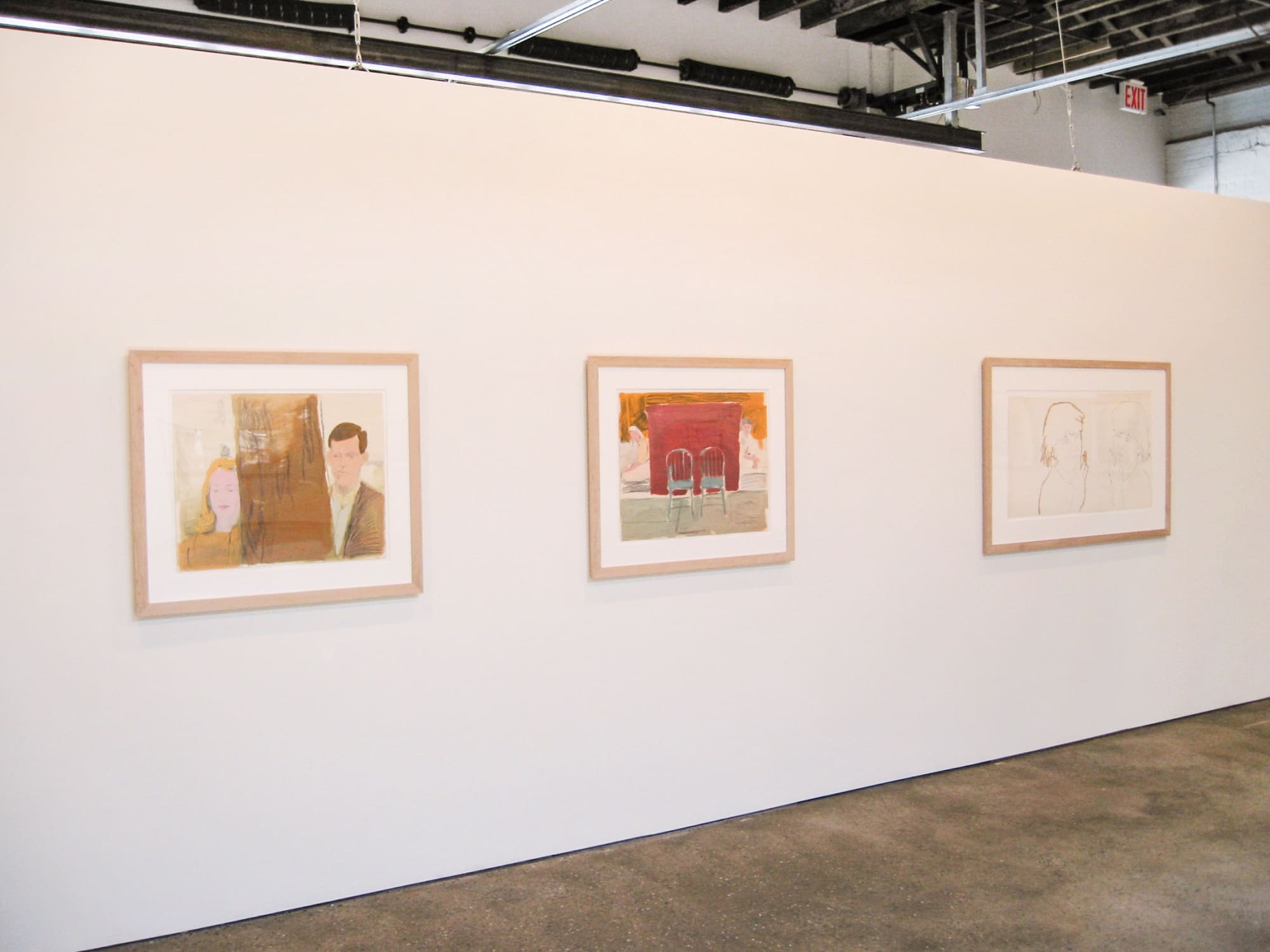 Installation view of the Andy Warhol show, exhibiting early work of Warhol (1958-62). Three works featured.