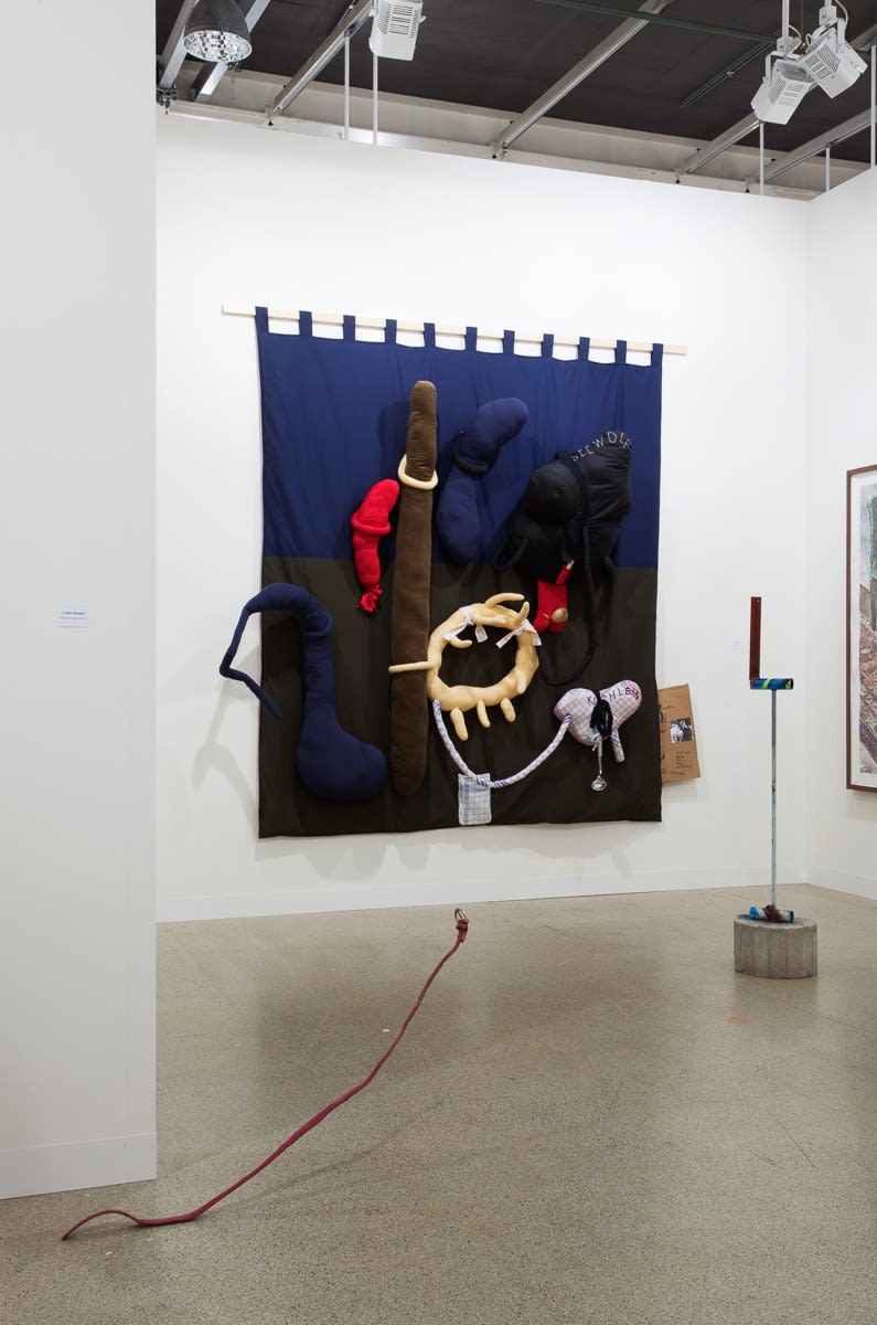 Installation view of the AKG booth at Basel 2010. A few works featured. John Bock's large textile work most notable in the center of the view.