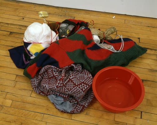 Installation view of John Bock's 1999 solo show, which included a one night performance and sculptural environments. Another one of Bock's sculptural environments.