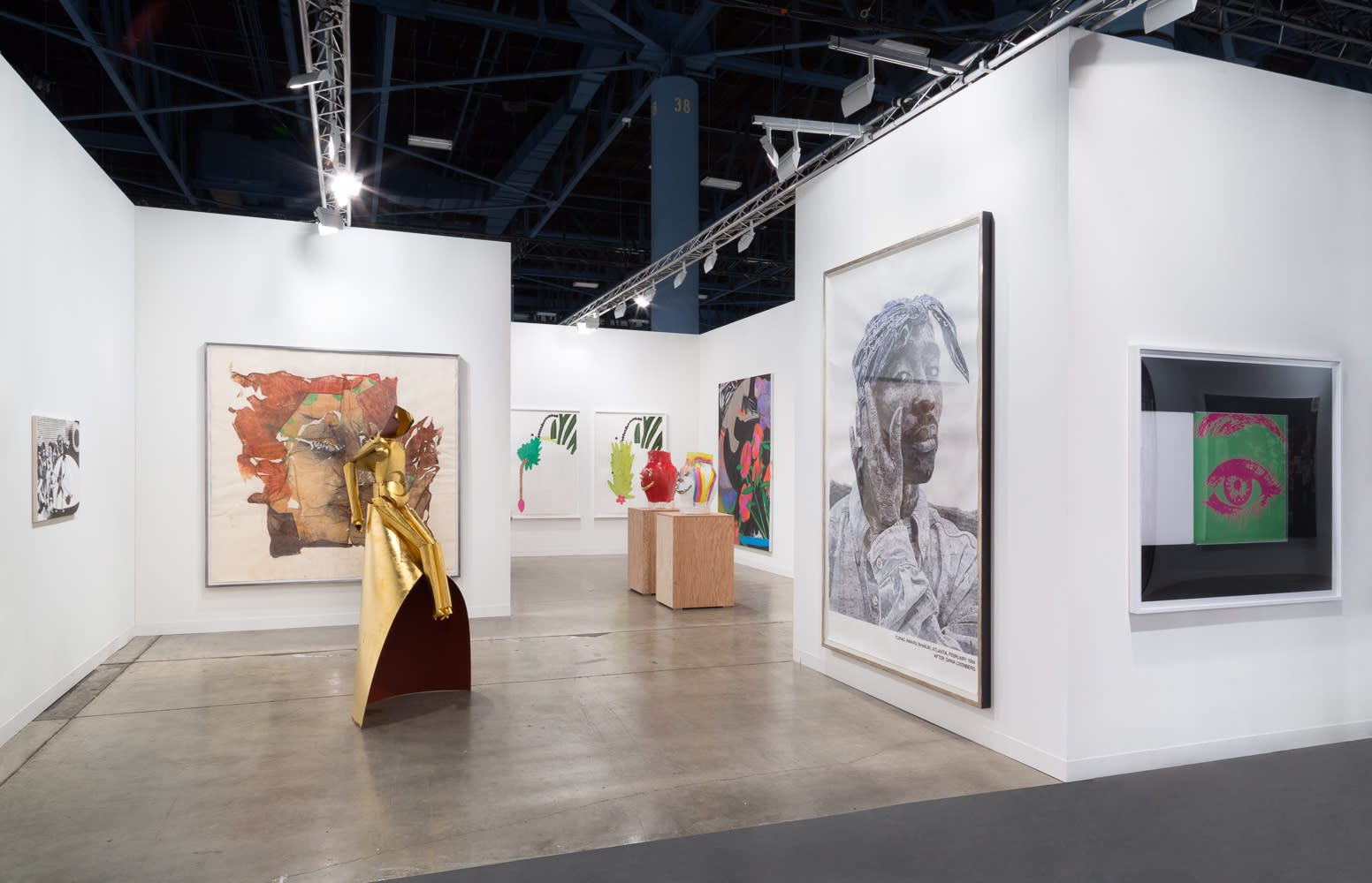 Installation view of Art Basel Miami 2015. Odenbach's portrait of Tupac showcased.