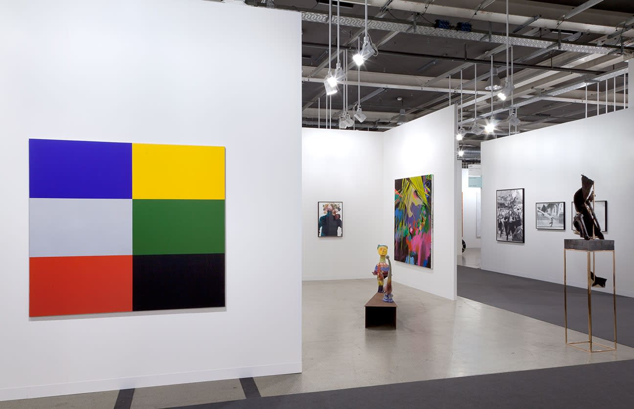 Installation view of Anton Kern Gallery's booth at Basel 2014. Eberhard Havekost's painting on the exterior of the booth.