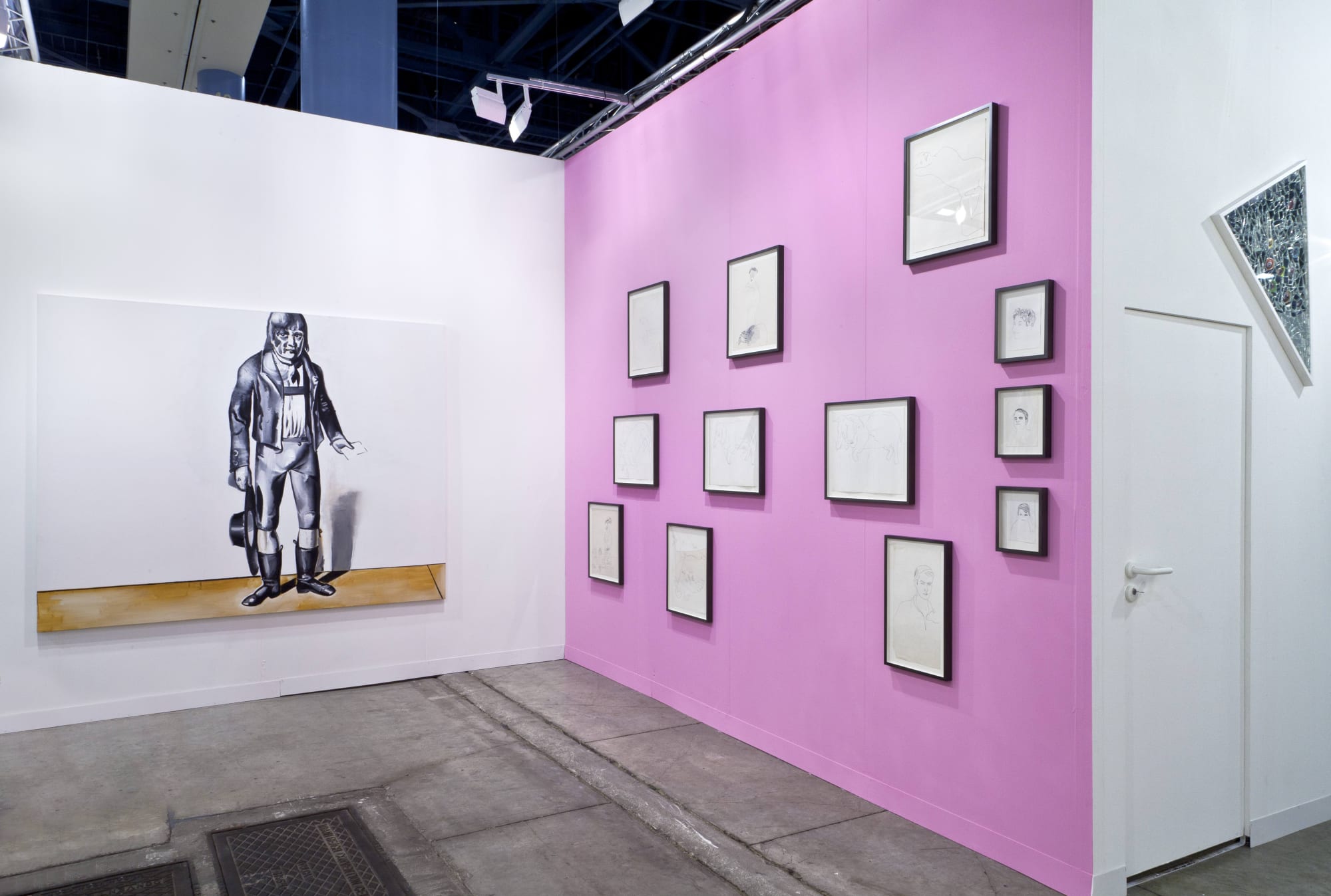 Installation view of the AKG booth at Art Basel Miami 2014. The Andy Warhol sketch-wall.