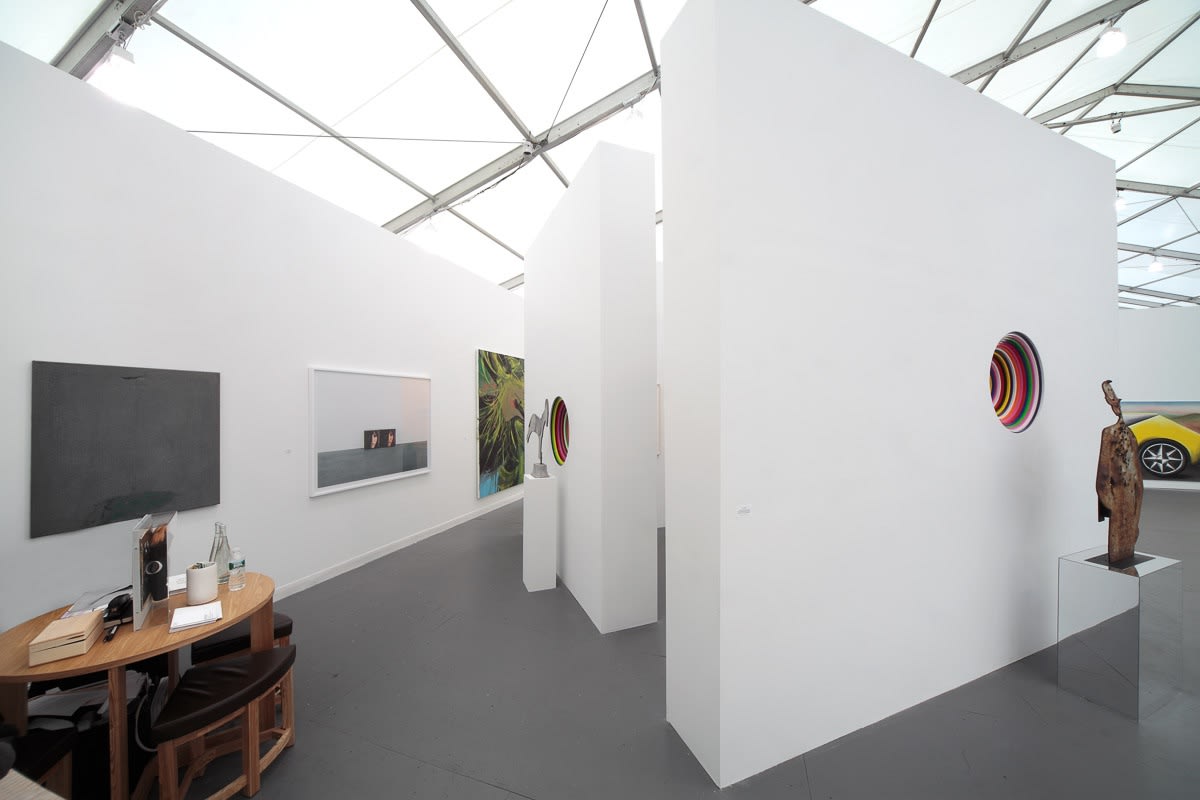 Installation view of the Anton Kern booth at Frieze New York 2012. Sergej Jensen, Anne Collier, and Lambie represented.