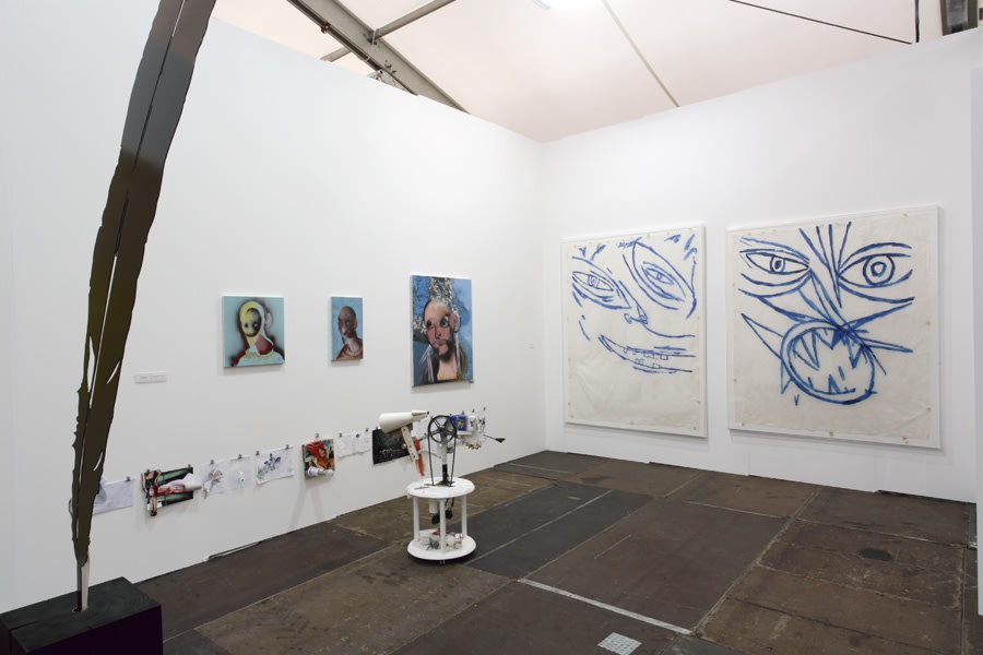 Installation view of the Anton Kern booth at Frieze London 2008, featuring works by Dan McCarthy.