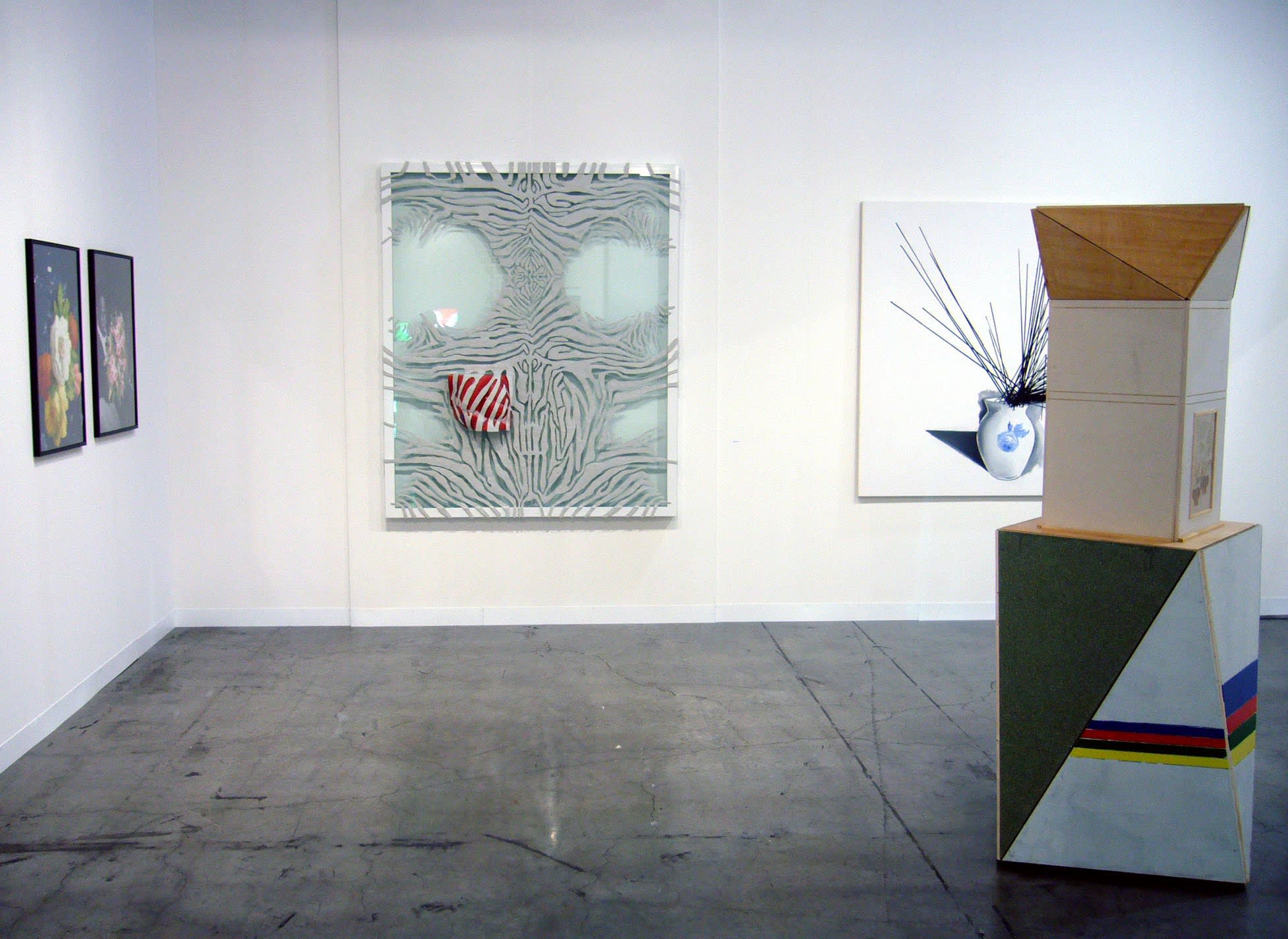 Installation view of the booth at Art Basel Miami 2007. Joo and Sasnal featured.