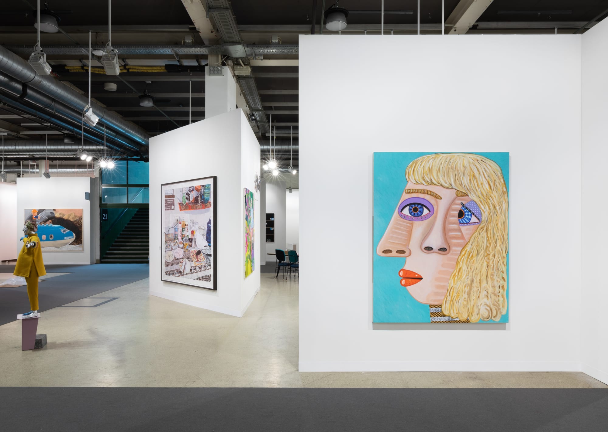 Installation view of the AKG Basel booth 2021. Brian Calvin and Marcel Odenbach featured.