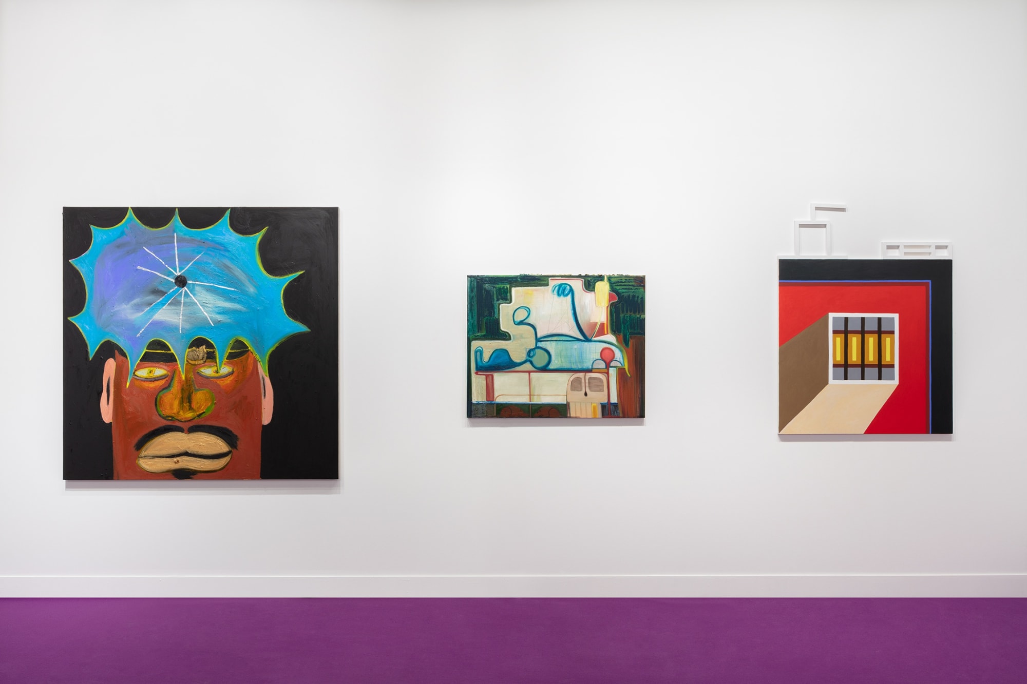 Installation view of FIAC booth. Three works featured.