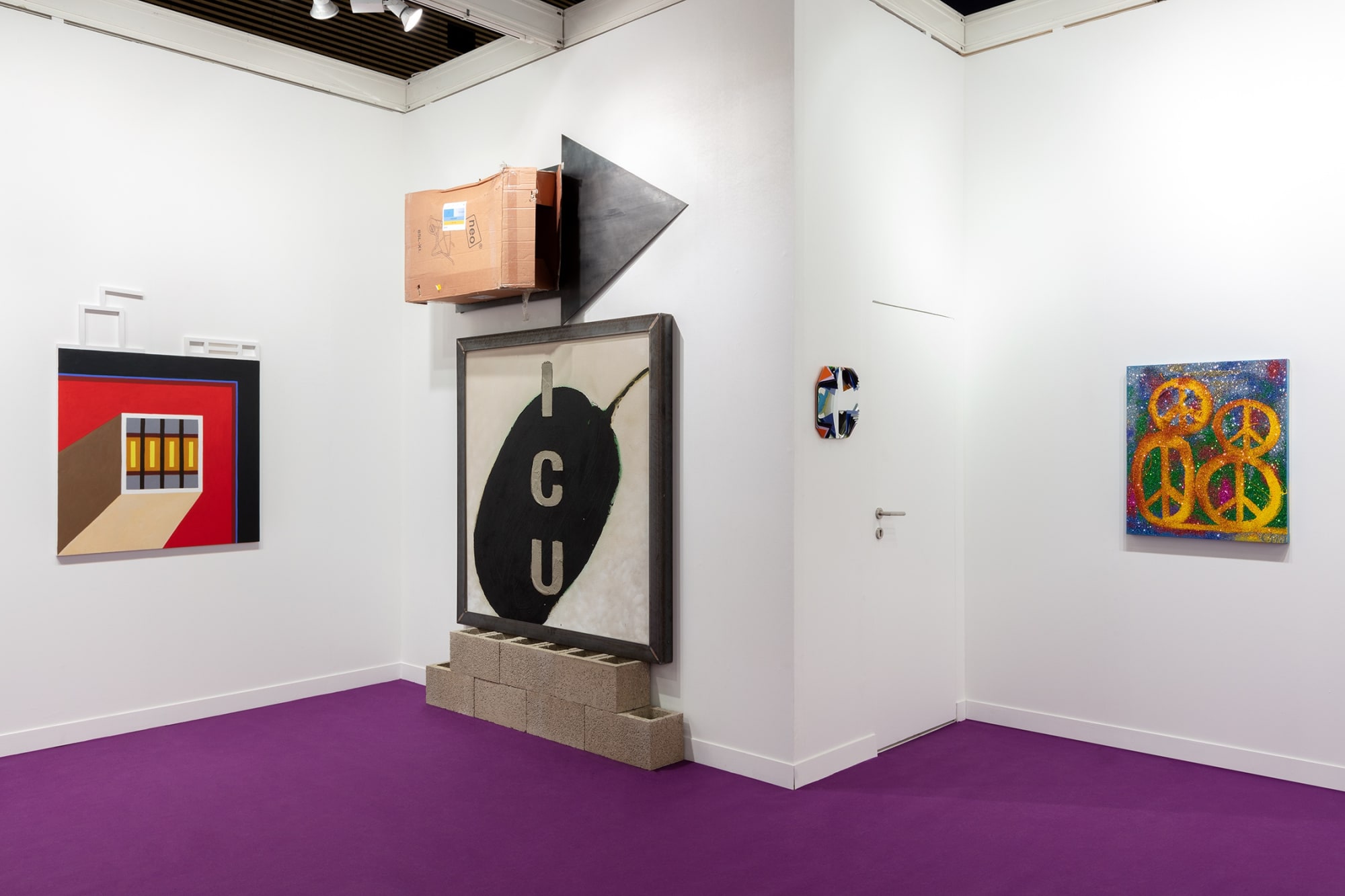 Installation view of FIAC booth. Alvarro Barrington's work featured.