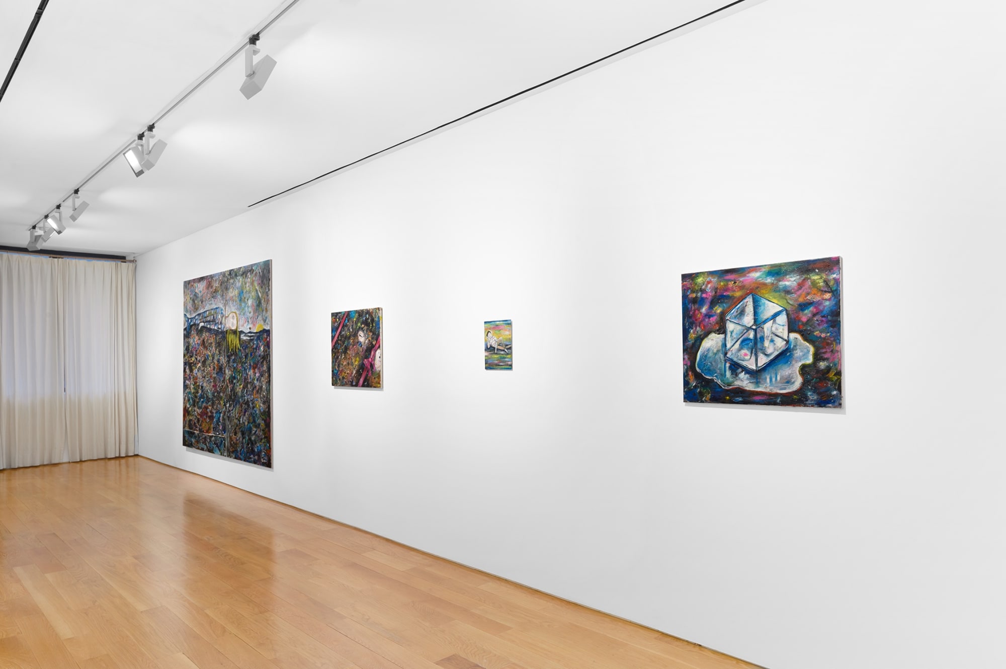 Installation view of a few works in the show, including slapback.
