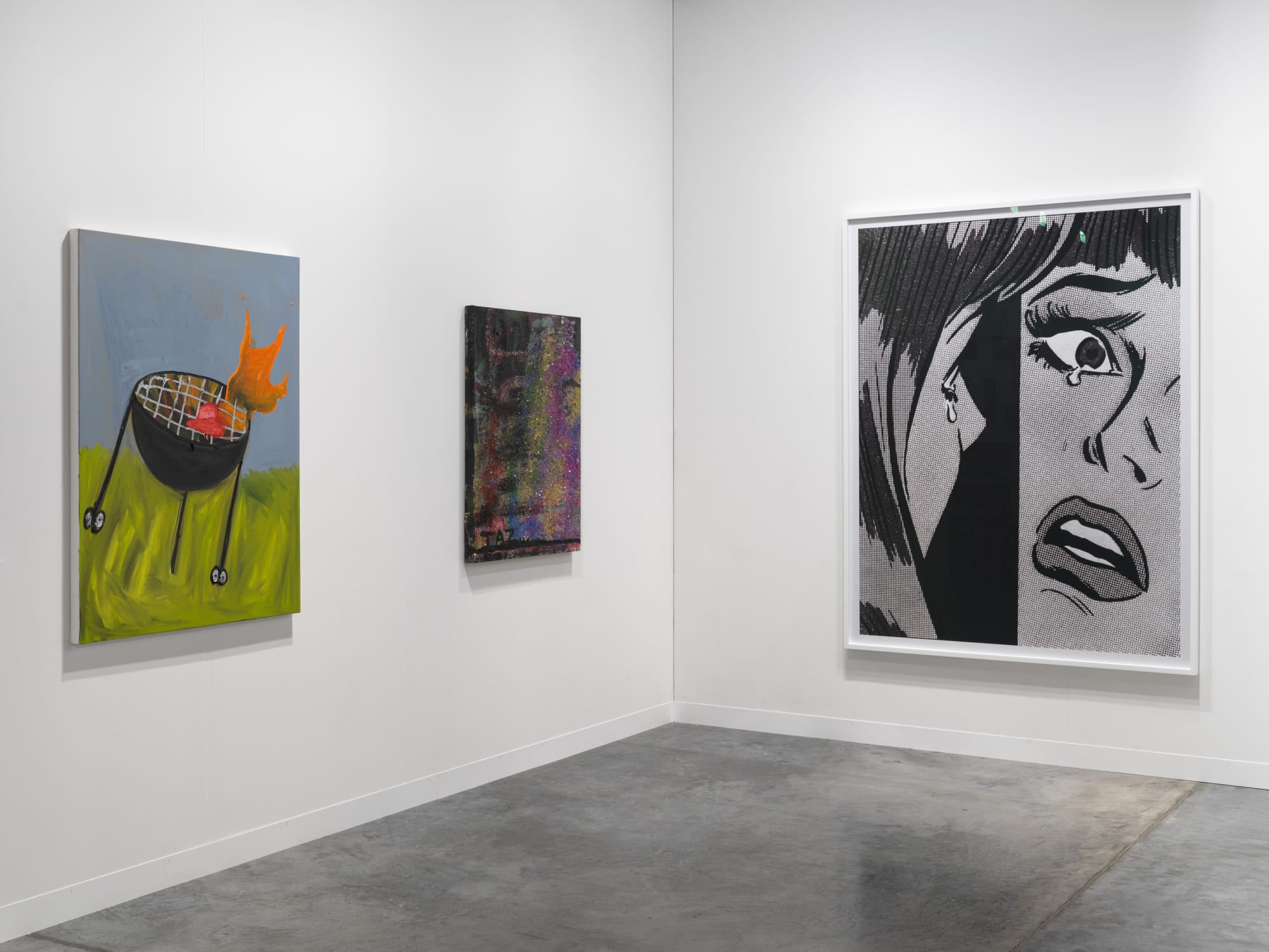 Installation view of Basel Miami booth day two hang. Three works presented.
