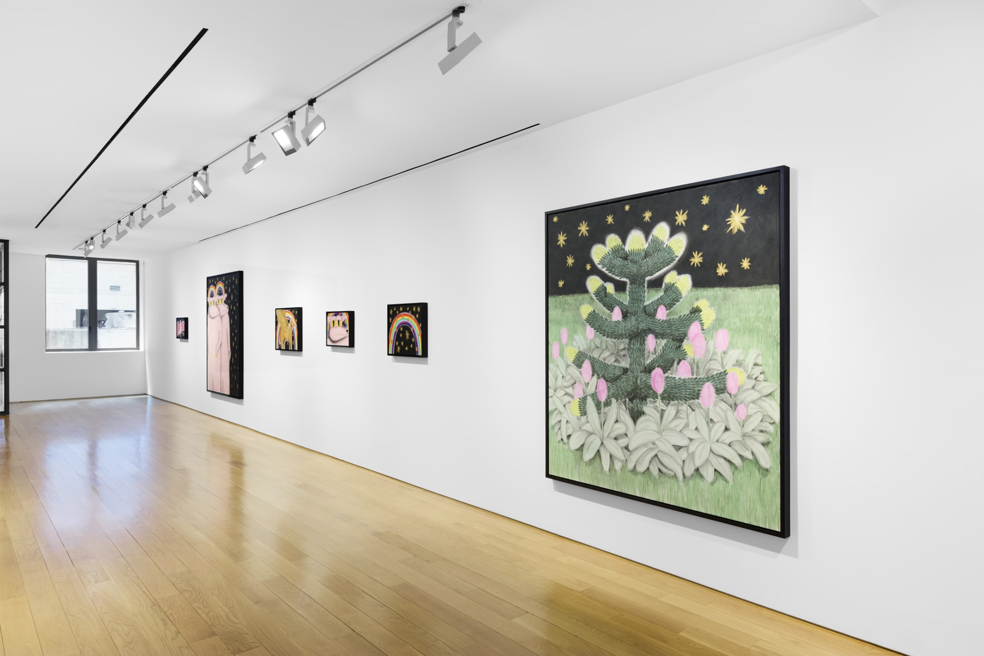 Andrew Sim: Two pink birds with a gold nest