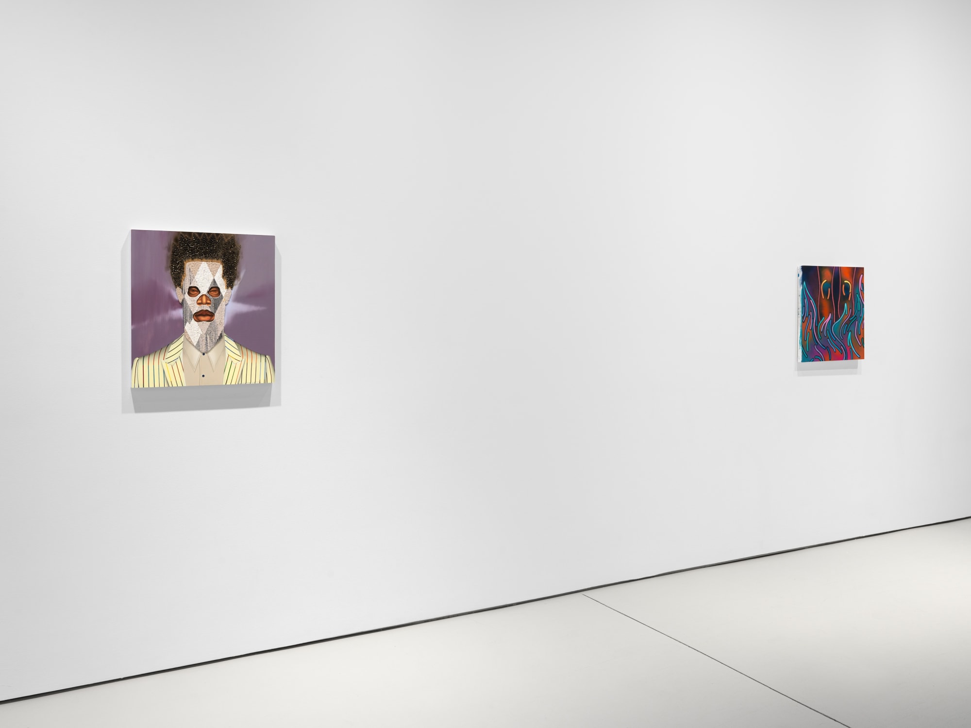 Installation view of "11".a group exhibition of artists at the gallery. Featured here is Jeff Sonhouse's mixed media work.