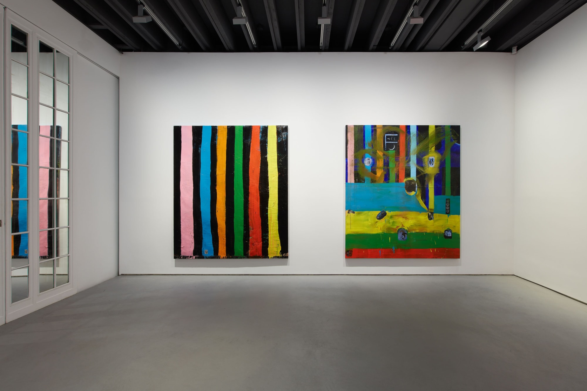 Installation view of Chris Martin's solo show. Two additional works presented.