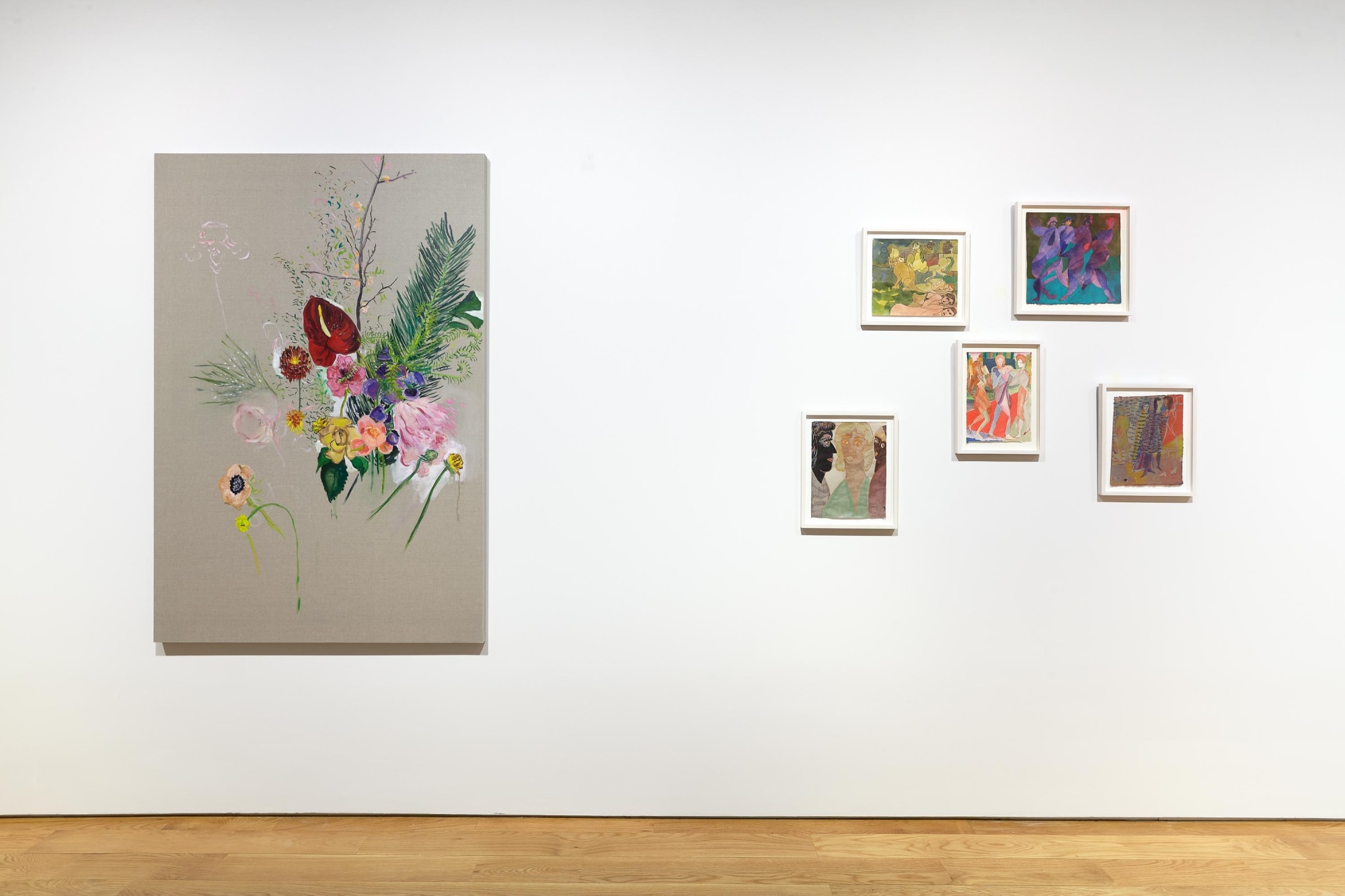 Installation view of 10 Exhibition, featuring five works.