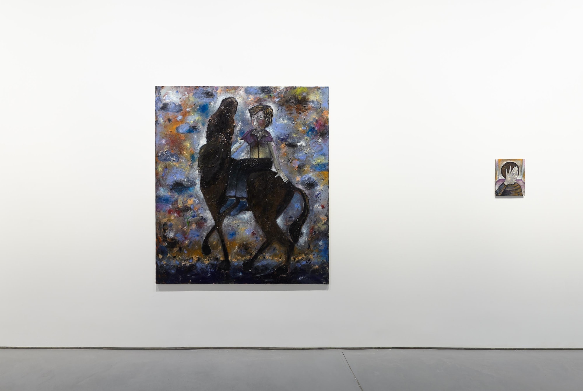 Installation view of frozen show, showcasing Gronemeyer's 2017 work cop de theatre.