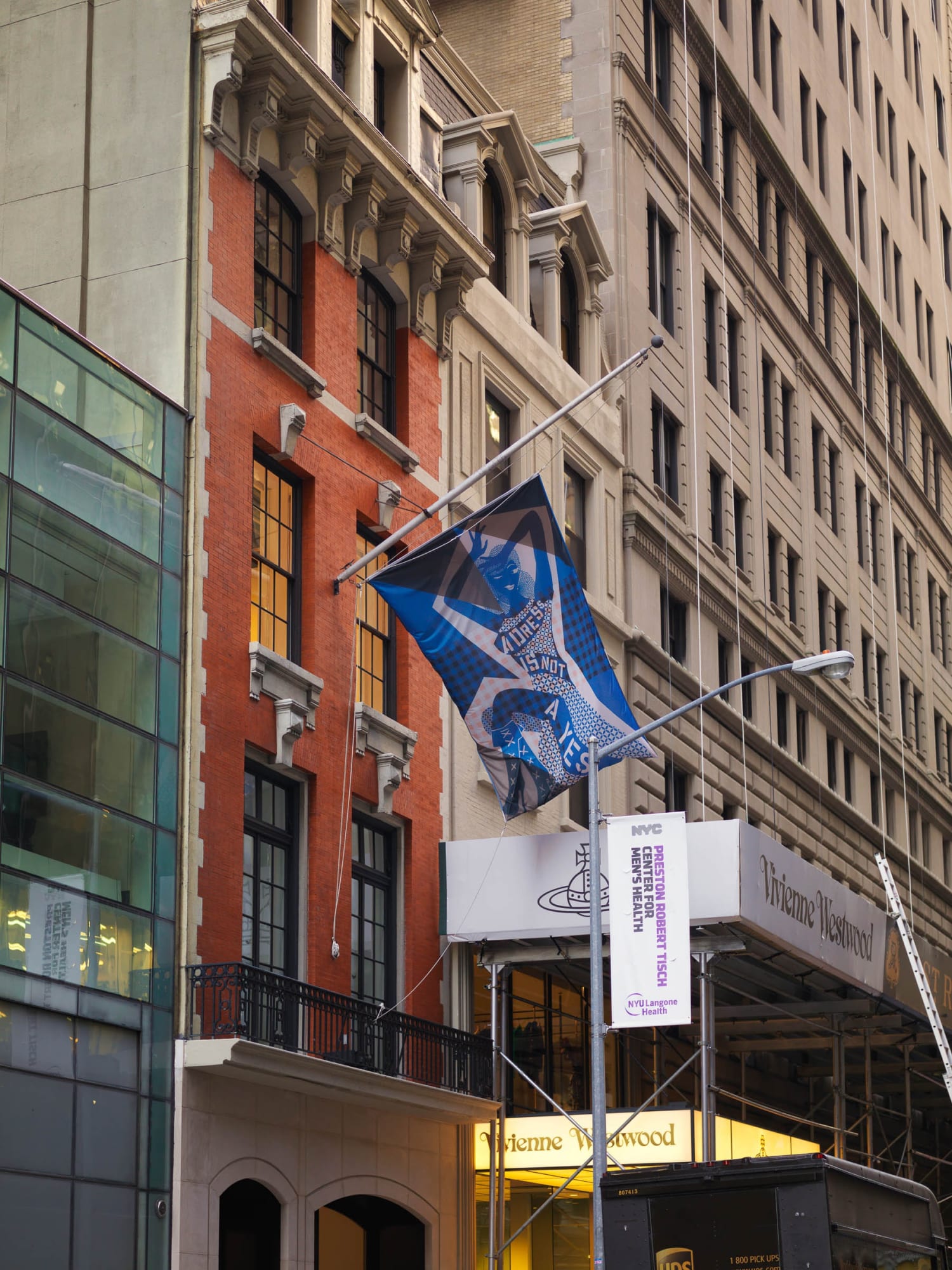 Installation view of Lara Schnitger's show Too Nice Too Long. Another view of Schnitger's flag.