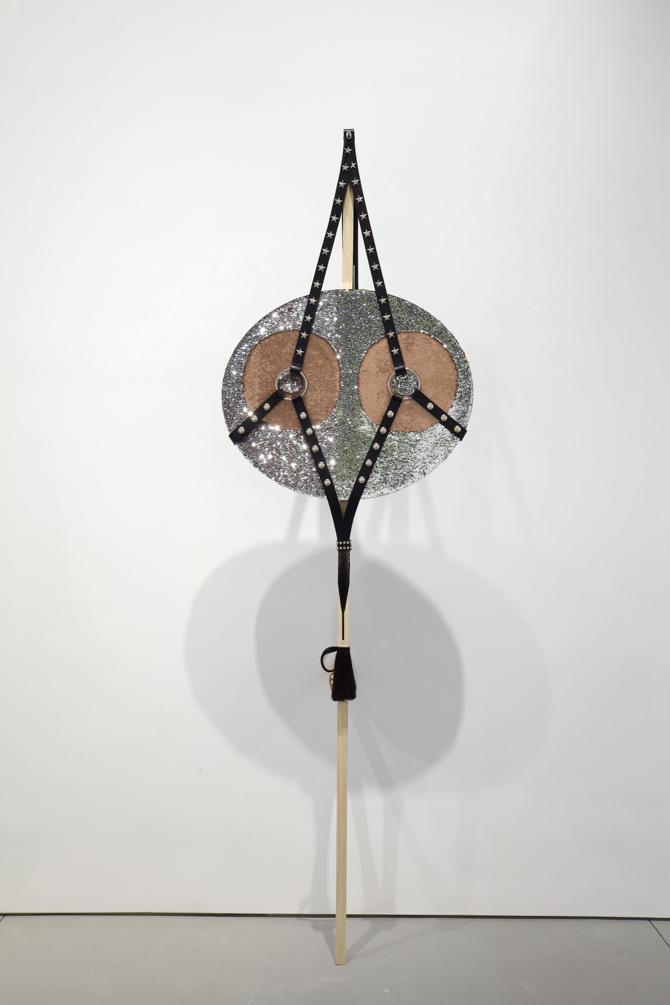 Installation view of Lara Schnitger's show Too Nice Too Long. Detail of Slut-stick by Schnitger.